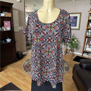 Lularoe multicolored patterned short sleeve blouse-size XL
